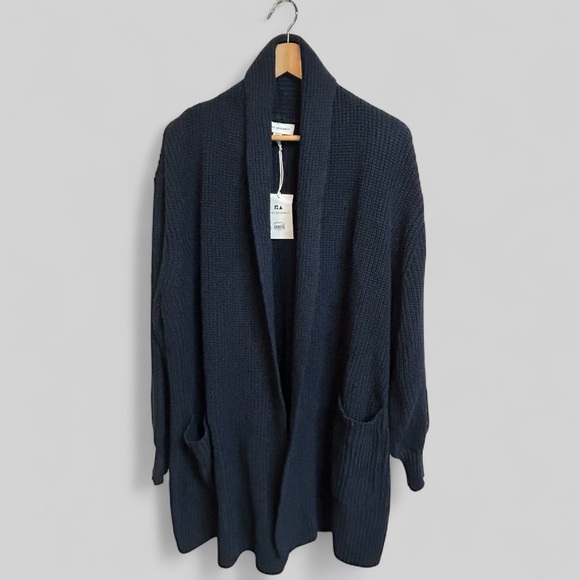 Free Assembly Chunky Cable Knit Open Cardigan Sweater Navy NWT XXXL 3X - Picture 2 of 6